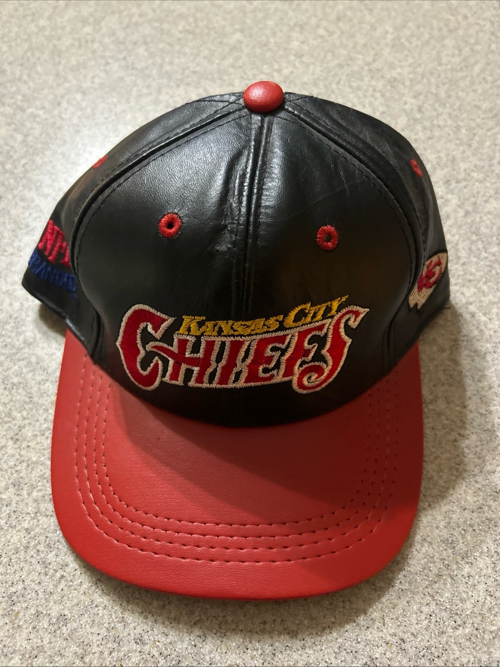 Kansas City Chiefs Kids Leatherette Snapback Hat - Black & Red